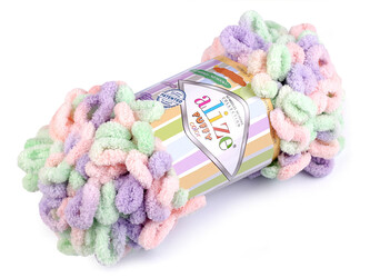 Pletací příze Alize Puffy color 100 g - 1 ks - 21 (5938) mentolová fialová