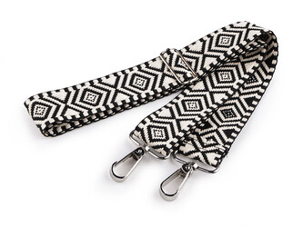 Textilní ucho / popruh na tašku s karabinami šíře 3,8 cm - 1 ks - 42 černá krémová