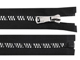 Kostěný zip se stříbrno-černými zoubky No 8 délka 60 cm - 1 ks - 1 černá
