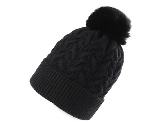 Dámská / dívčí zimní čepice s bambulí Emi Ross - 1 ks - 7 černá