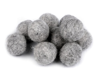 Plstěná kulička / bambulka Ø20-25 mm - 10 ks - 6 šedá světlá melír