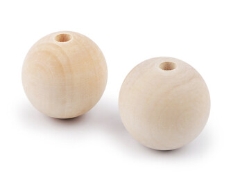 Velké dřevěné korále nelakované Ø40 mm - 4 ks - přírodní sv.