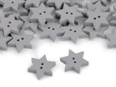 Dřevěný dekorační knoflík hvězda - 50 ks - 4 šedá holubí