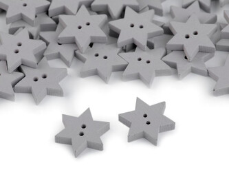 Dřevěný dekorační knoflík hvězda - 50 ks - 4 šedá holubí