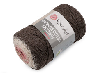 Pletací příze Macrame Cotton Spectrum 250 g - 1 ks - 7 (1302) hnědá tmavá pudrová