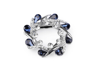 Spona / průvlek / klip s broušenými kamínky - 1 ks - crystal modrá tmavá