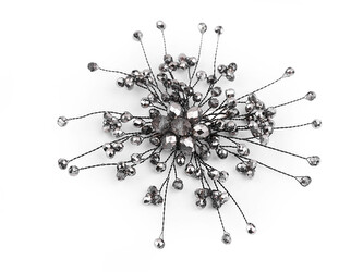 Brož se skleněnými broušenými korálky Hand made - 1 ks - 4 black diamond černá