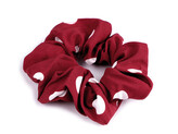 Gumička scrunchie do vlasů, s puntíky - 20 ks - 4 červená tmavá