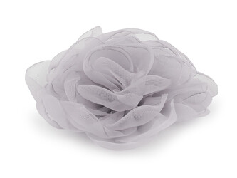 Organzový květ růže k našití a nalepení Ø8 cm - 10 ks - 7 šedá světlá