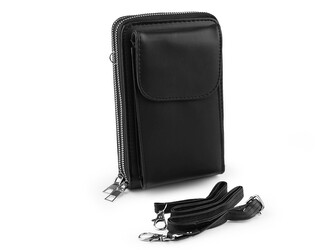 Peněženka s kapsou na mobil přes rameno crossbody 11x18 cm - 1 ks - 5 černá Peněženka s kapsou na mobil přes rameno crossbody 11x18 cm - 1 ks - 5 černá