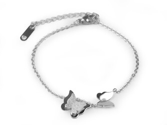 Náramek z nerezové oceli motýl - 1 ks - 1 platina