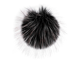 Kožešinová bambule s poutkem Ø12 cm - 1 ks - 2 černá béžová