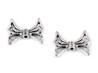 Ozdobný díl křídla pro vílu / mašle / motýl 17x20 mm - 20 ks - platina