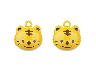 Rolničky srdce, tygr, medvěd, žába, opice - 10 ks - 2 žlutá tygr