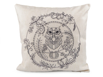 Povlak na polštář k domalování 44x44 cm - 1 ks - 1 režná světlá sova