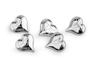 Kovový knoflík srdce velikost 24"; 28" - 20 ks - 3 (28") nikl