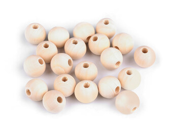 Dřevěné korálky nelakované Ø16 mm - 50 ks - přírodní sv.