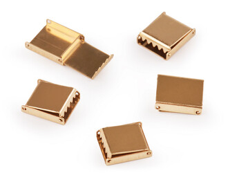 Kovová koncovka na plochou šňůru šíře 10 mm - 50 ks - 3 růžové zlato