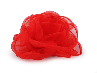 Organzový květ růže k našití a nalepení Ø8 cm - 10 ks - 5 červená