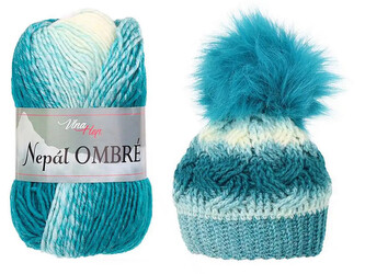 Pletací příze Nepál ombré 100 g - 1 ks - 10 (7416) zelený tyrkys