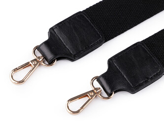 Textilní ucho / popruh na tašku s karabinami šíře 3,8 cm - 1 ks - 4 černá zlatá