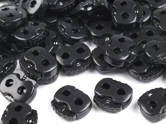 Brzdičky s dvěmi dírkami 20x20 mm velké - 10 ks - 332 černá