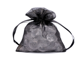 Dárkový pytlík s kovovým leskem 8x10,5 cm organza shine - 10 ks - 10 černá