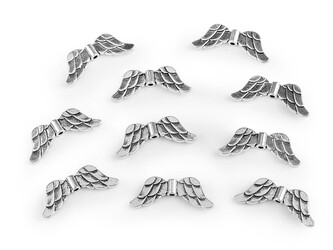 Ozdobný díl andělská křídla 12x29 mm - 10 ks - platina