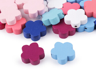 Dřevěné korálky květ Ø20 mm - 100 ks - mix