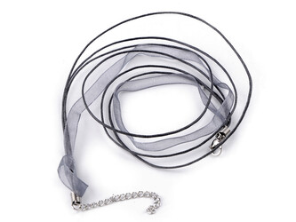 Víceřadá šňůrka s karabinkou z nerezové oceli délka 43 cm - 100 ks - 19 šedá