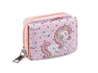 Mini peněženka dětská 7x8,5 cm - 1 ks - 4 růžová nejsv. jednorožec