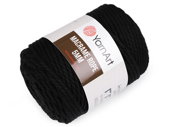Pletací příze Macrame Rope Ø5 mm 500 g rozčesávací - 1 ks - 7 (750) černá