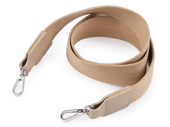 Textilní ucho / popruh na tašku s karabinami šíře 3,8 cm - 1 ks - 3 béžová nikl