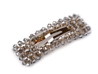 Sponka do vlasů pukačka s broušenými korálky - 1 ks - 9 šedá