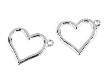 Přívěsek srdce 21x25 mm - 5 ks - 1 platina