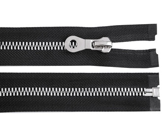 Kostěný zip, imitace kovu No 8 délka 70 cm bundový - 1 ks - 322 černá