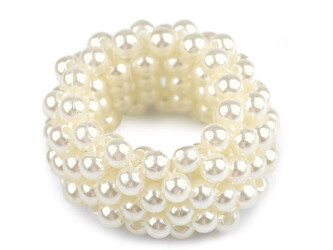 Perlová gumička / ozdoba do vlasů - 12 ks - 2 krémová světlá perlová