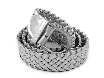 Dámský / dívčí pásek proplétaný - 1 ks - 5 stříbrná