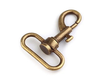 Kovová karabina s obrtlíkem průvlek 38 mm - 2 ks - 2 staromosaz