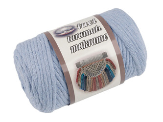 Recyklovaná bavlněná příze macrame Ø5 mm rozčesávací - 1 ks - 33 modrá světlá