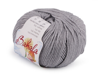 Pletací vlněná, hedvábná příze Babala 50 g - 1 ks - 12 (015) šedá světlá