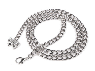 Pásek kovový / řetězový s přívěskem - 1 ks - 1 stříbrná mašle