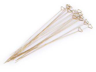 Kovový zápich / držák na foto, přání - srdce - 20 ks - zlatá sv.