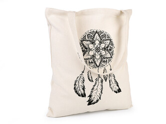 Textilní taška bavlněná 34x39 cm lapač snů - 1 ks - 2 režná světlá