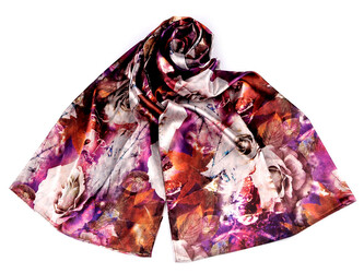 Saténový šátek / šála 70x165 cm - 1 ks - 40 fialová