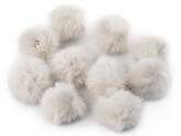 Kožešinová bambule s poutkem Ø4,5 cm - 10 ks - 1 Off White