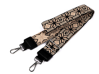 Textilní ucho / popruh na tašku s karabinami šíře 5 cm - 1 ks - 2 béžová