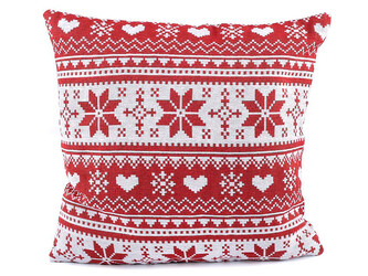 Vánoční povlak na polštář vločka 45x45 cm - 1 ks - 2 červená vločka
