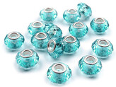 Plastové broušené korálky s velkým průvlekem 14,5x9 mm - 20 ks - 5 tyrkys