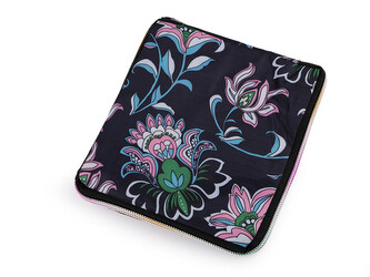 Skládací nákupní taška se zipem pevná 38x44 cm - 1 ks - 78 modrá tmavá květy